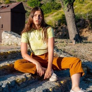 Big Bud Press cropped tie dye Henley in white/green - size L